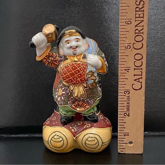 Vintage Kutani Daikoku God Of Fortune & Wealth Guardian of Farmers 6” Figurine - Picture 6 of 12